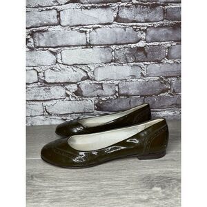 Calzoleria Toscana Brown Patent Leather Wingtip Ballet Flats Women Sz 41EU/10.5M